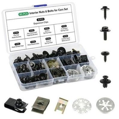 Realure 80 Stück Blechmutter Schraube Mutter Clip Kit, mit Klemmscheiben