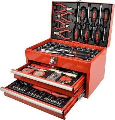 Brüder Mannesmann Werkzeug-Box, bestückt, 155-teilig | M29066 - Zubehör, Rot