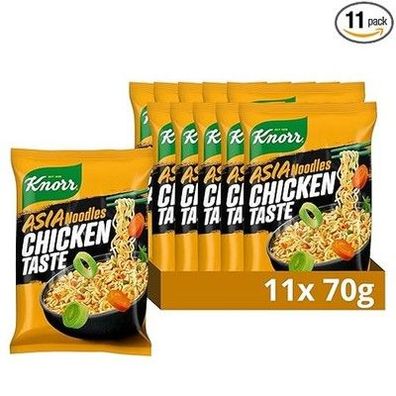 Knorr Instant Nudeln Chicken Taste Asia Snack fertig in 3 Minuten (11 x 70 g)