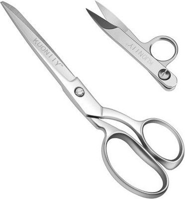 Kuoniiy Schneiderschere, Extra Scharfe Stoffschere aus Edelstahl, 20 cm, Silber