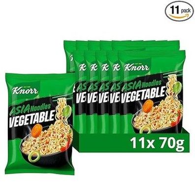 Knorr Asia vegane Instant Nudeln Gemüse Asia Snack fertig in 3min (11 x 70g)