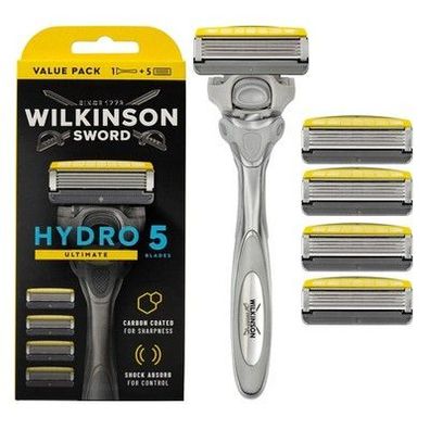 Wilkinson Sword Hydro 5 Ultimate Rasierer + 5 Rasierklingen für Männer, Herren