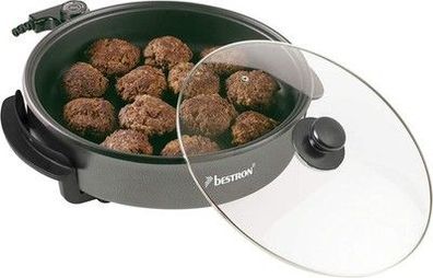 Bestron Elektrische Partypfanne, XL-Multifunktions-Pfanne Ø32cm mit Glasdeckel