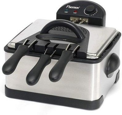 Bestron XL Öl-Fritteuse mit 3 Frittierkörben, inkl. Kaltzonentechnologie, 4 L