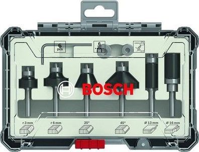Bosch Professional 6tlg. Rand- und Kantenfräser Set (für Holz, für Oberfräsen)