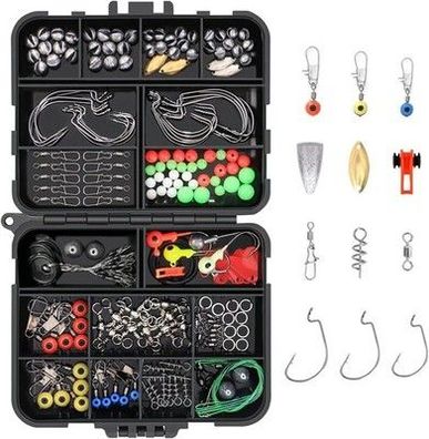 191-tlgs. Angelhaken Kit, Angelzubehör Set inkl. Jig Haken, Bullet Bass Werfen