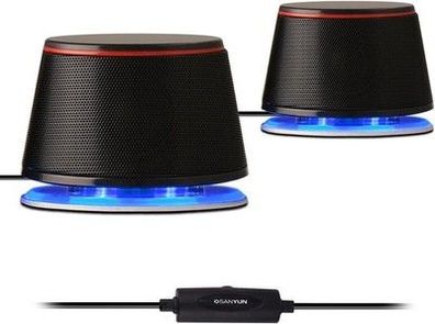Sanyun SW102 PC-Lautsprecher, 5Wx2, Tiefer Bass in kleinem Körper, Stereo 2.0