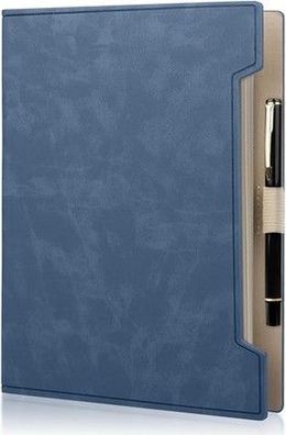 Fosdaling DIN A5 Ringbuch-Notizbuch aus PU-Leder, Nachfüllbares Notizbuch (Blau)