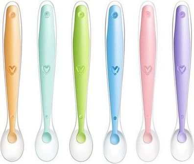 PandaEar 6 Stück Fütterlöffel Kinder Löffel Set Mehrfarbig Babylöffel Silikon