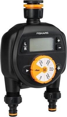 Fiskars Zeitschaltuhr/Timer mit 2 Ausgängen, Für alle gängigen Wasserhahngrößen