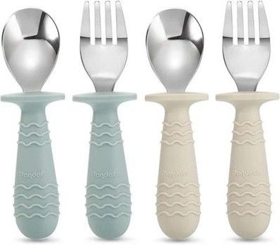 PandaEar 4 Set Baby Besteck-Set Kinder-Besteck ab 1 Jahr Baby Kinder Silikon