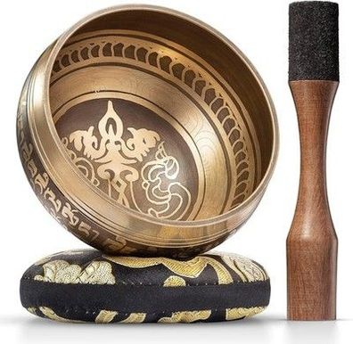 Silent Mind tibetische Klangschale Set, Bronze Mantra Design, Yoga Klangtherapie