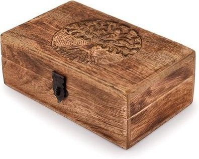 Samhita Handgefertigte Mangoholz Baum des Lebens Gravur Andenken Box Schmuck