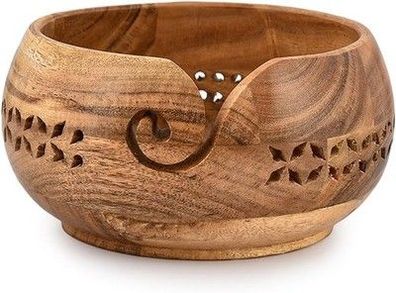 Samhita Garnschalen-Halter Akazienholz, handgeschnitzte 17,8 x 17,8 x 10,2 cm