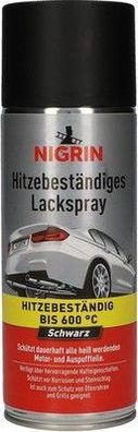 NIGRIN Lackspray, 400 ml, mattschwarzer Autolack, hitzebeständig, schützt Motor