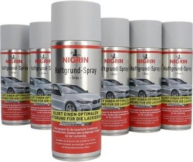 NIGRIN Haftgrund, 6 x 400ml Sprühdose, für die Grundierung von Oberflächen, Auto