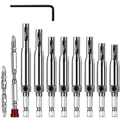 Flintronic HSS Scharnierbohrer, 11 Stück Zentrierbohrer Satz Schanier-Bohrer-Set