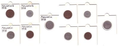 5 Münzen Notgeld Stadt Meuselwitz S.A. 1918