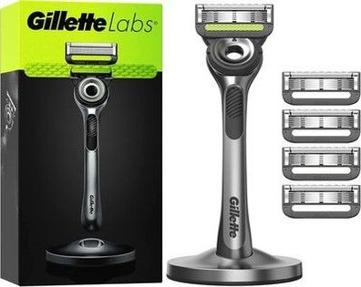 Gillette Labs Nassrasierer Herren, Rasierer Reinigungs-Element + 5 Ersatzklingen