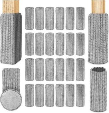 OSDUE 24 Stück Stuhlsocken, Elastisch Möbelsocken Gestrickte, Filz, Farbe: Grau