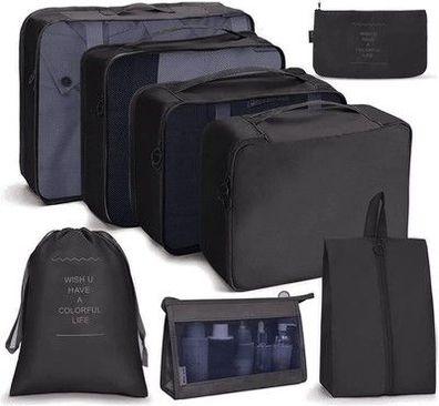 OSDUE Koffer Organizer Set 8-teilig, Verpackungswürfel, Wasserdicht, schwarz