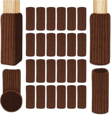 OSDUE 24 Stück Stuhlsocken, Elastisch Möbelsocken Gestrickte, Filz, Farbe: Braun