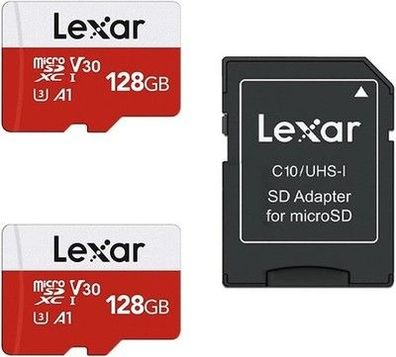 Lexar Micro SD Karte 128GB 2er Pack, Speicherkarte Micro SD mit Adapter 100 MB/s