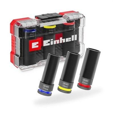 Original Einhell Impact Stecknuss Set 3-tlg. (CrMo-Stahl, ½" Vierkant-Antrieb)