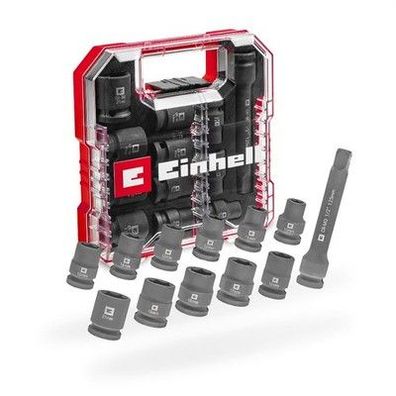 Original Einhell Impact Stecknuss Set 12-tlg (CrMo-Stahl, 10–21 mm Größen 125mm)