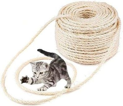 15M 6mm Sisalseil Kratzbaum Kratzsaule Katzenbaum Katzen Natürlich Sisal Seil
