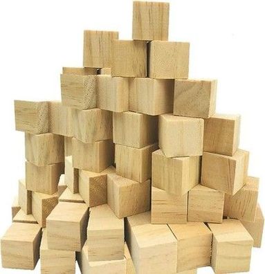 Fycooler Holzwürfel Kleine Houten Dobbelstenen 80 Stück 25x25mm Blanko Holz