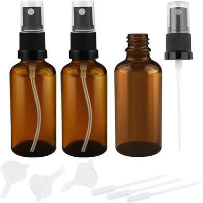 Oulesvte 3 Stück Braunglas 37 x119mm Sprühflasche 50 ml Sprühflasche Klein Glas
