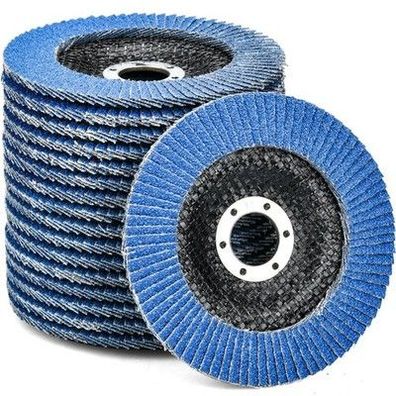 Hatanse 10 Stück Fächerscheiben Ø 125mm x 22 mm Korn 40 Schleifscheiben, Blau