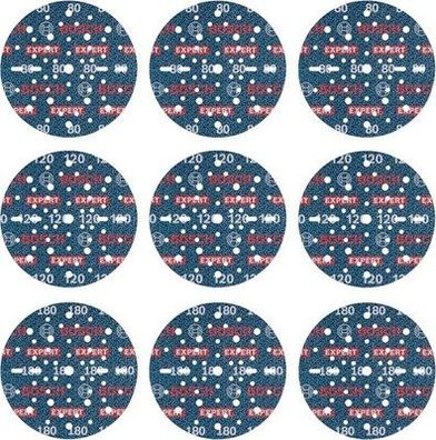Bosch 9x EXPERT O780 Folienschleifscheiben-Set 150mm, 9?tlg / 3x80, 3x120, 3x180