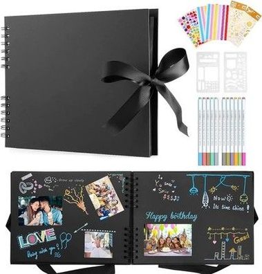 Fotoalbum Zum Selbstgestalten, 80 Schwarze Seiten Scrapbook Fotoalben, Diy