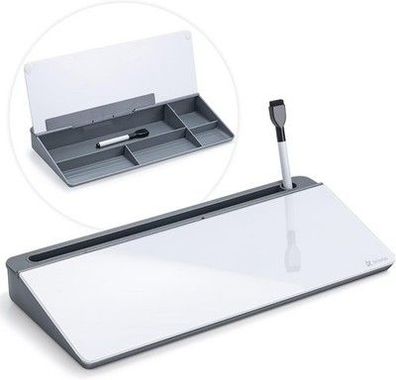 Varhomax Schreibtisch Organizer, Desktop Whiteboard Glas Grau Mit Aufbewahrung