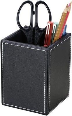Kingfom™ Klassisch Kunstleder Stifteköcher (Schwarz) Stiftehalter, Büro, Halter