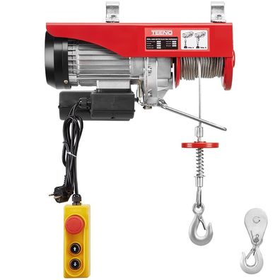 Teeno Elektrischer Flaschenzug 1450W 220V Seilwinde 400/800 kg Rot