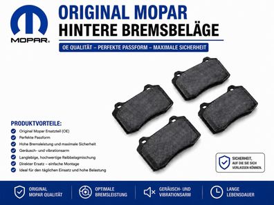Bremsbeläge HA Challenger, Charger, SRT, Hellcat, 300C Bj:06-23, Grand Cherokee, r