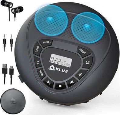 KLIM Speaker, CD Player mit Lautsprecher, Wiederaufladbarer Akku, CD-Spieler