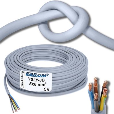 EBROM YSLY-JB 5x6 mmÂ² Verlegekabel Grau 5 m fér E-Auto Ladestation