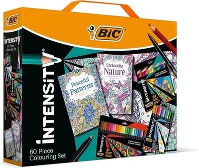 BIC Intensity Stifte Set 24 Buntstifte 24 Filzstifte, 10 Fineliner & 2 Malbücher