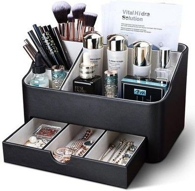 Kingfom Make Up Kosmetik Organizer, PU Leder Schmink Organizer mit Schublade