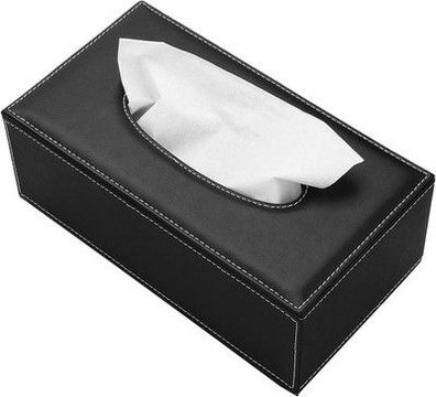 Kingfom™ Rechteckige Leder Kosmetik-Tücherbox für Zuhause/Büro/Auto (Schwarz)