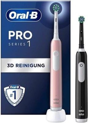 Oral-B Pro Series 1 Elektrische Zahnbürste Doppelpack, 2 Aufsteckbürsten, 3 Modi
