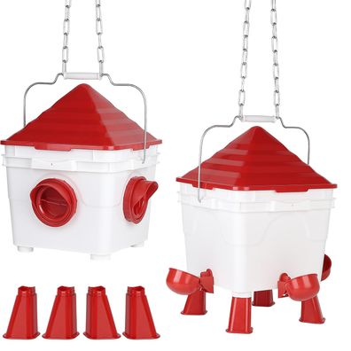 Efuturetime Héhnertränke 7L & Futterautomat 8KG Set 2 Stéck fér Geflégel