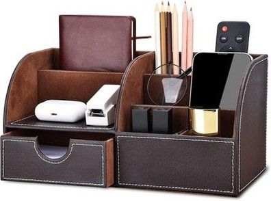 Kingfom Büro Schreibtisch Organizer Ordnungssystem Tisch Organizer PU Leder