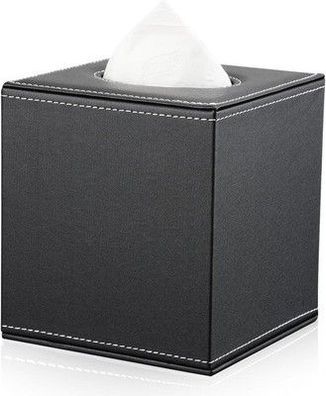 Kingfom Quadratisch Taschentuchbox PU Leder Kosmetiktücher Box Tücherbox Schwarz