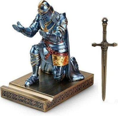 HDMbigmi Ritter Stiftständer Briefbeschwerer Stifthalter Handyständer (Blau)