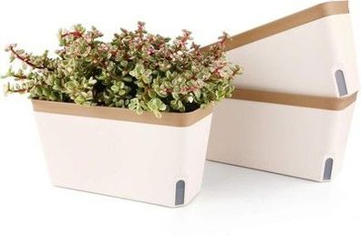 T4U 3x 27cm Selbstwässernder Blumenkasten Kräutertopf + ERD-Bewässerungs-System